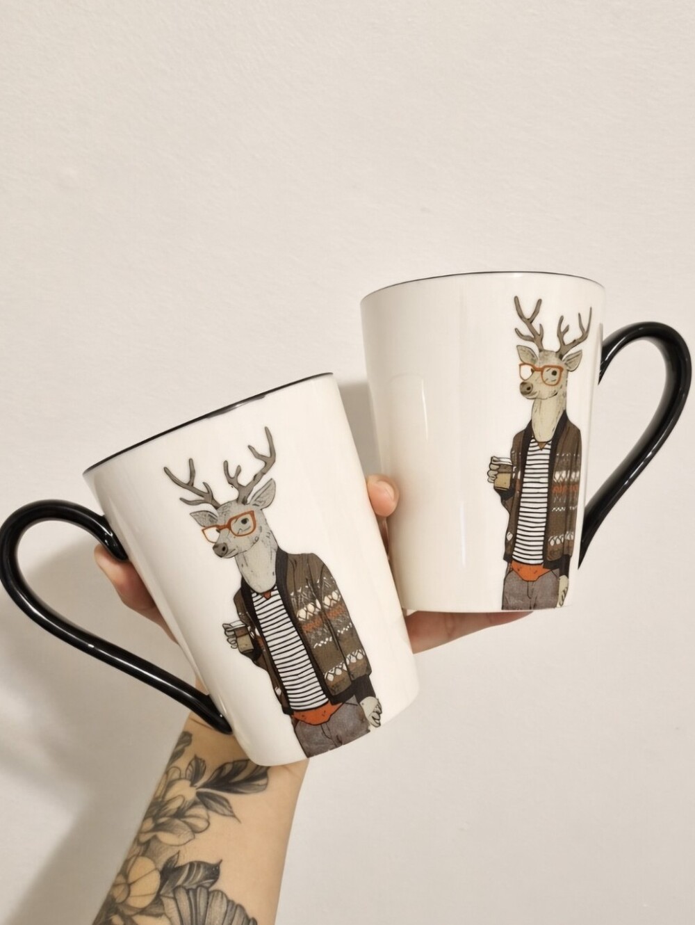 Set of 2 Hipster Deer Mugs